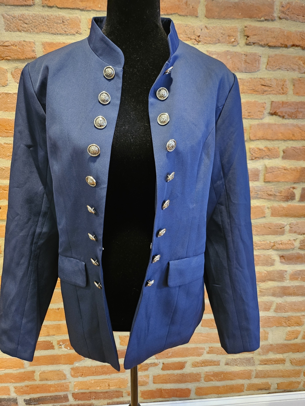Navy Military-Style Button Jacket - Picture 4 of 4